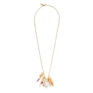 Raspberry Sorbet Rainbow Chain Pearl Oasis Charm Drop Curb Chain Necklace