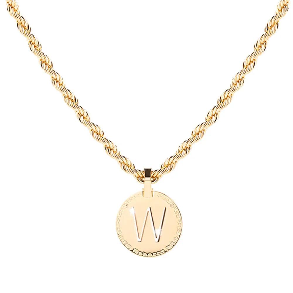 Rebecca My World Gold Large Initial & Twisted Rope Chain Necklace