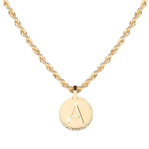 Rebecca My World Gold Large Initial & Twisted Rope Chain Necklace