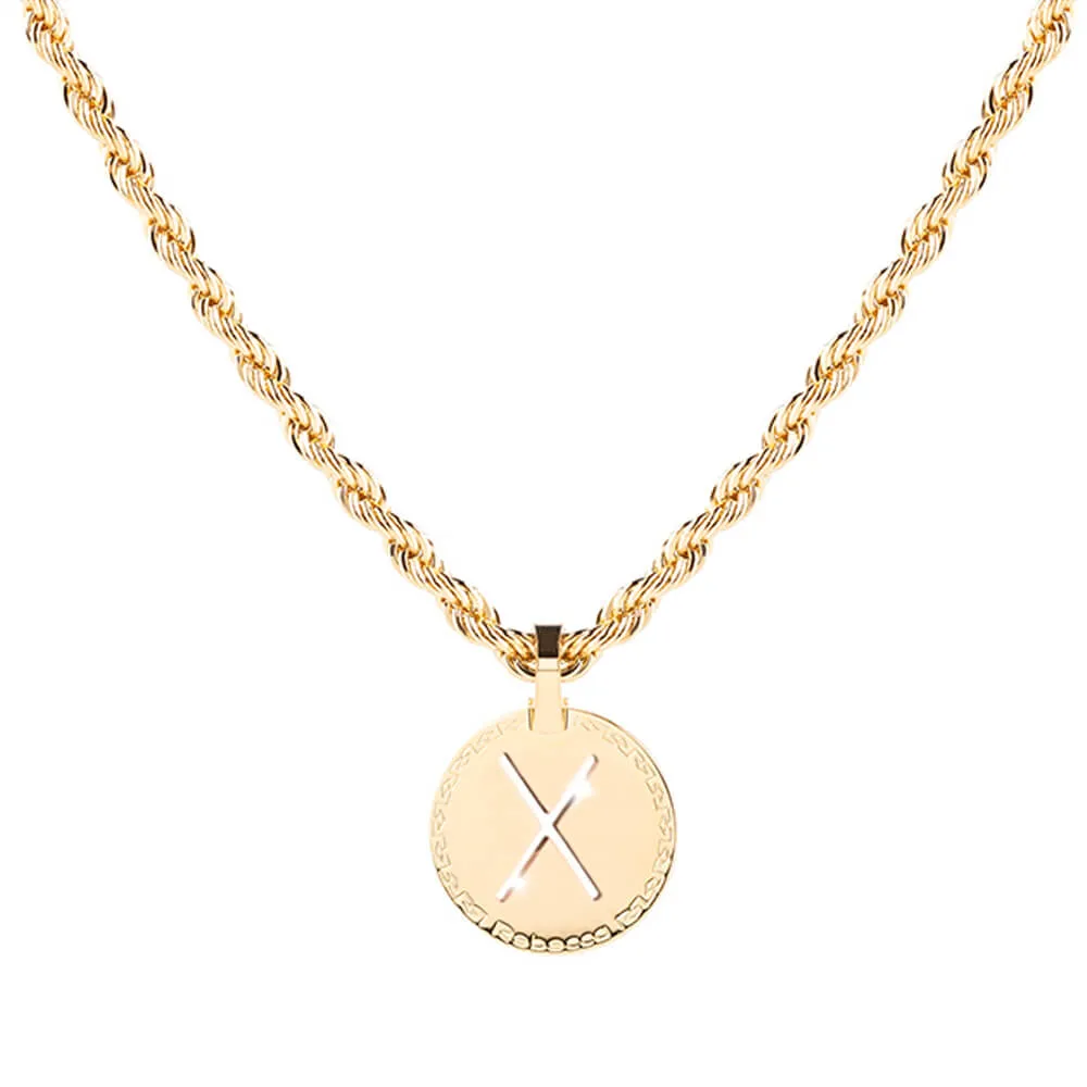 Rebecca My World Gold Large Initial & Twisted Rope Chain Necklace