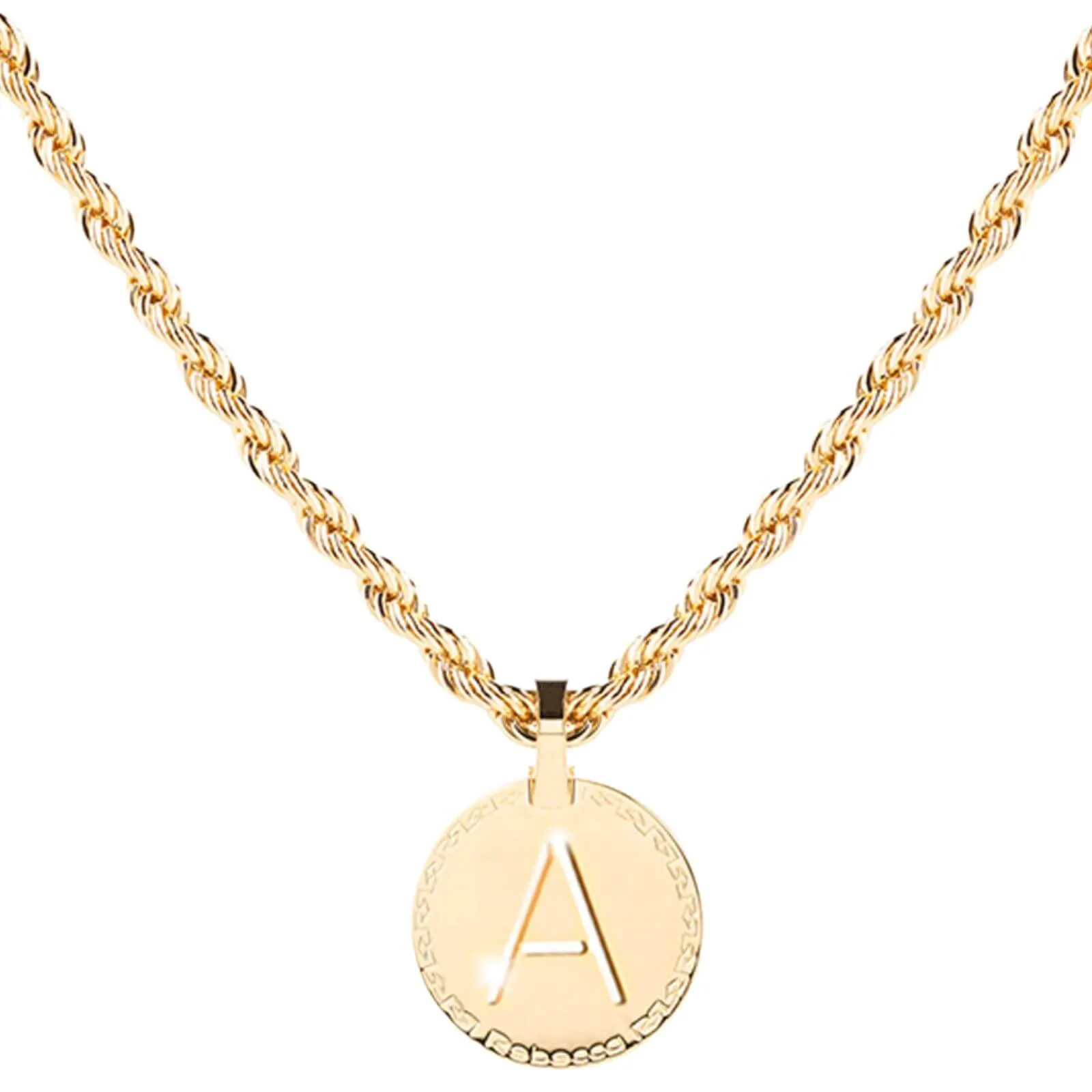 Rebecca My World Gold Large Initial & Twisted Rope Chain Necklace