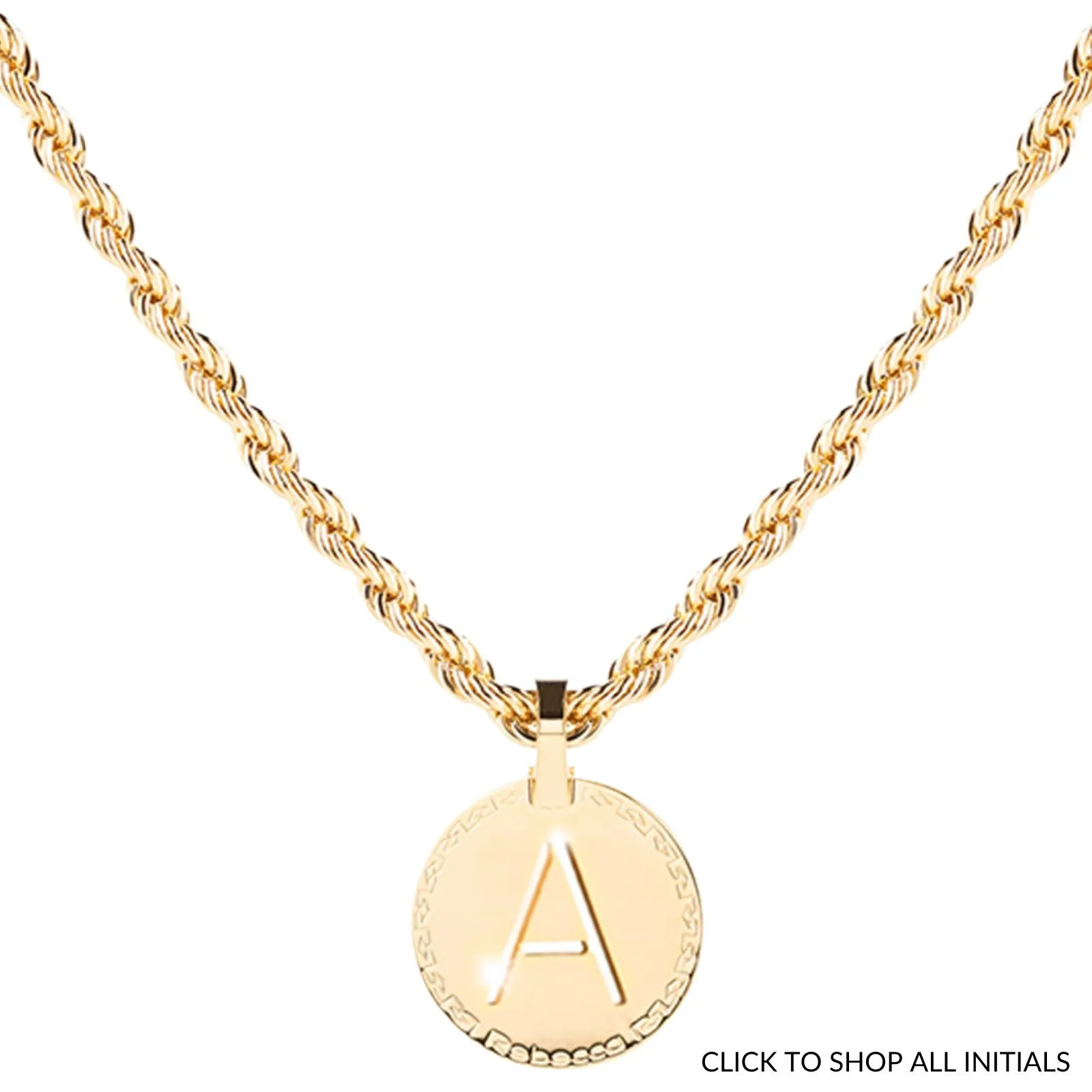 Rebecca My World Gold Large Initial & Twisted Rope Chain Necklace