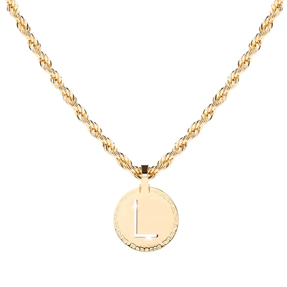 Rebecca My World Gold Large Initial & Twisted Rope Chain Necklace