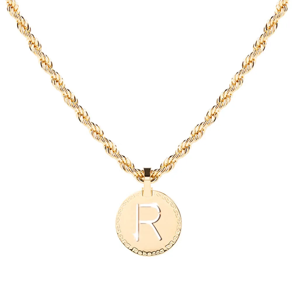 Rebecca My World Gold Large Initial & Twisted Rope Chain Necklace
