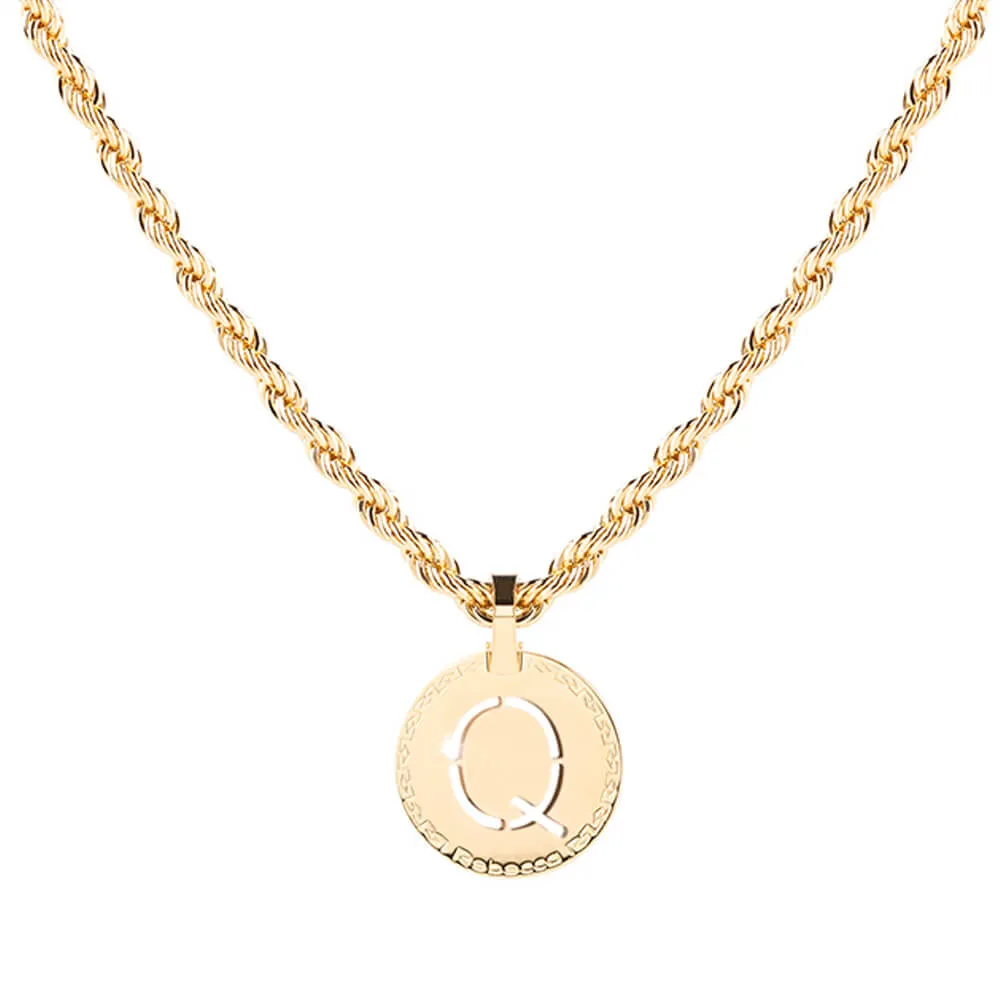 Rebecca My World Gold Large Initial & Twisted Rope Chain Necklace
