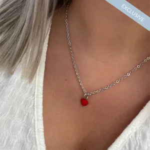 Rebecca My World Silver Fine T Bar Chain & Heart Set