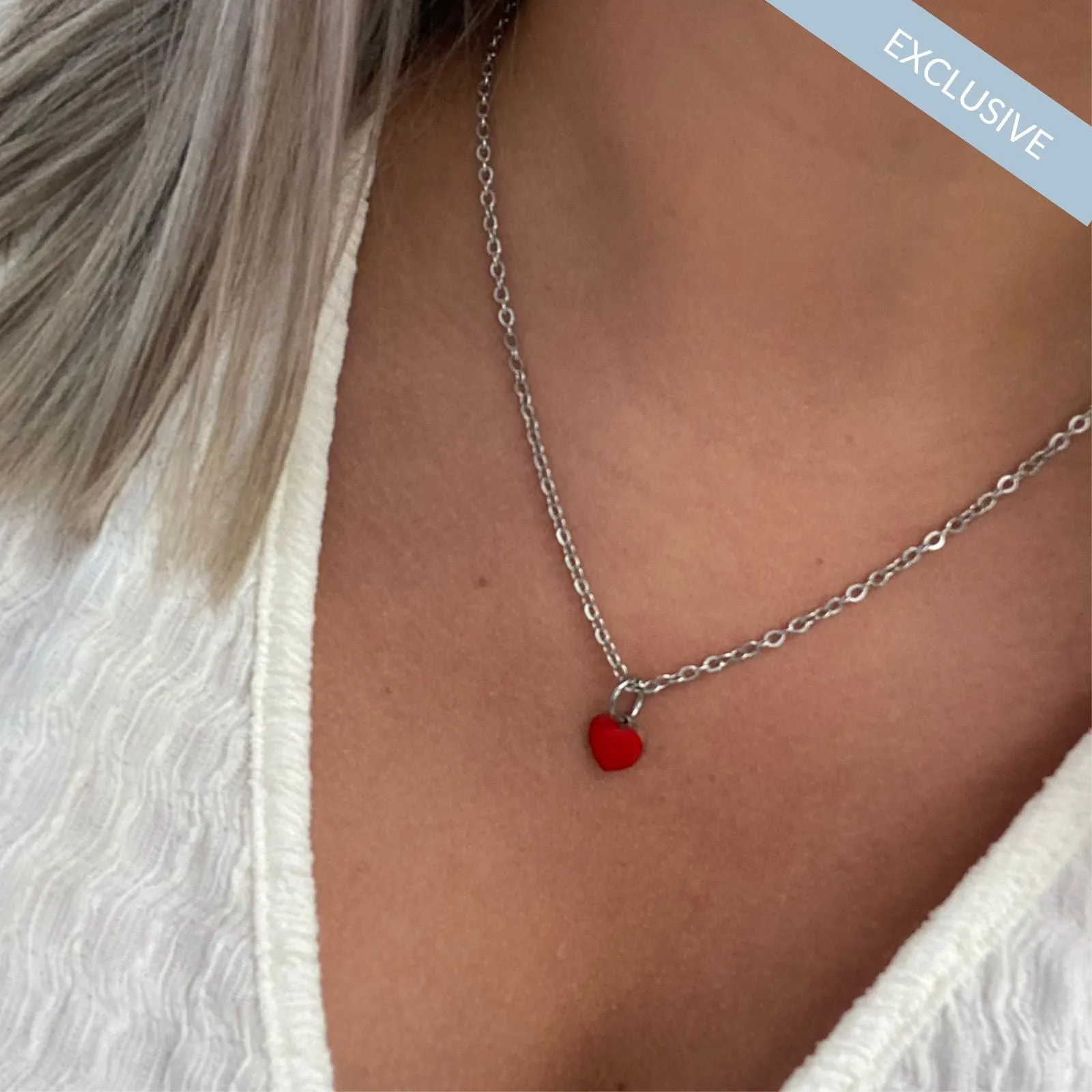 Rebecca My World Silver Fine T Bar Chain & Heart Set