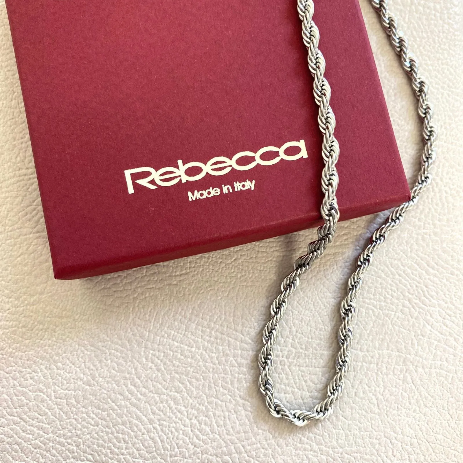 Rebecca My World Silver Twist Chain Necklace & Bracelet Set