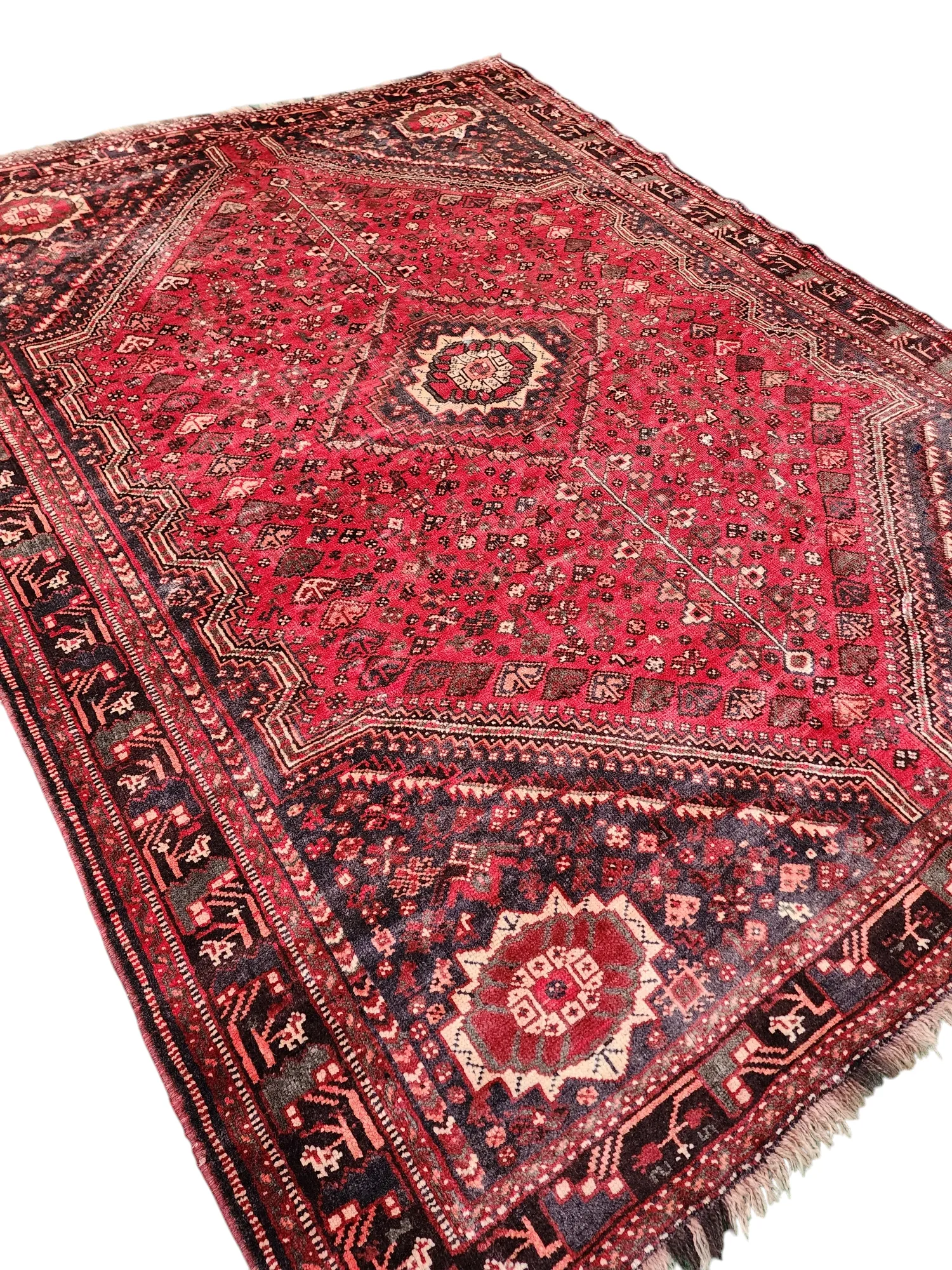 Red Persian Shiraz Rug, 9'6''x7'2''