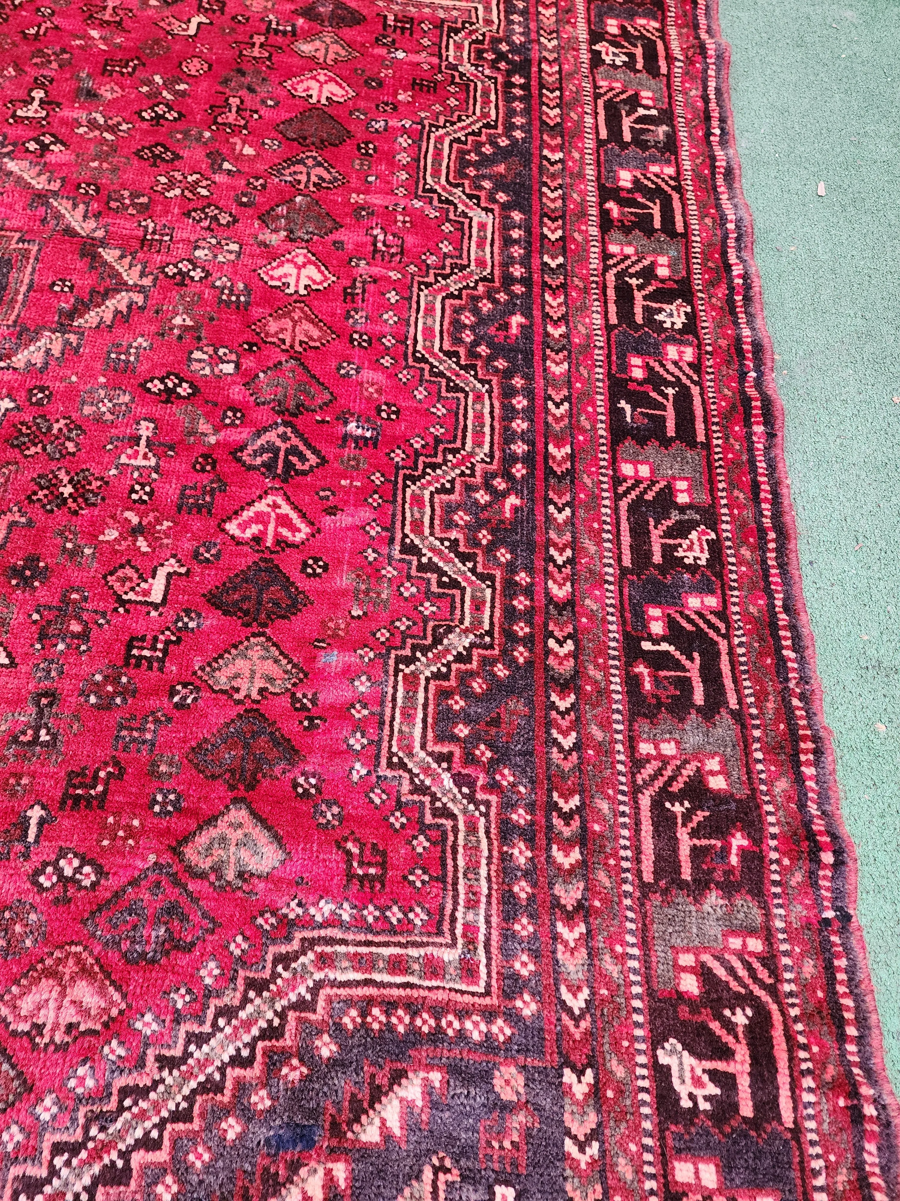 Red Persian Shiraz Rug, 9'6''x7'2''