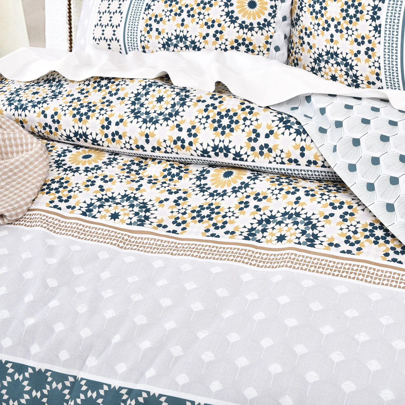 Renee Taylor 300 TC Cotton Reversible Quilt Cover Sets - Benitta