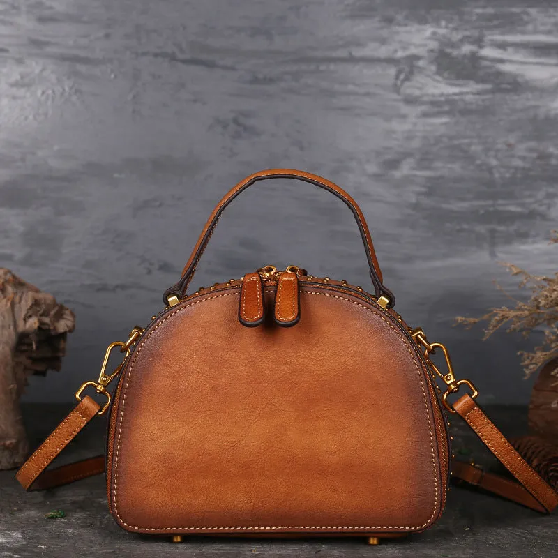 Retro Cowhide Ethnic Style Layered Shoulder Messenger Bag