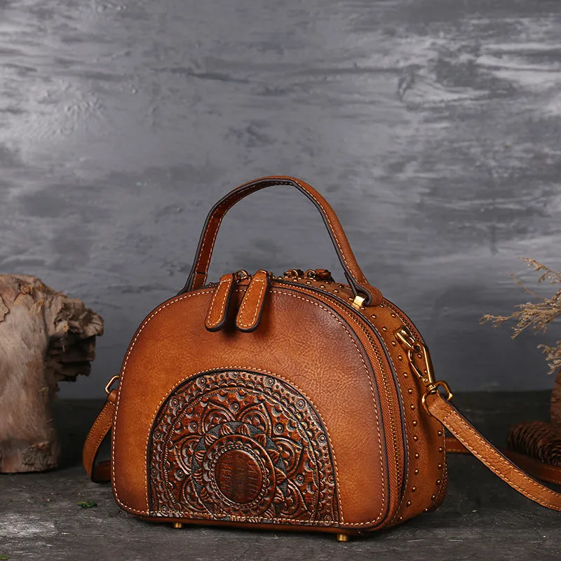 Retro Cowhide Ethnic Style Layered Shoulder Messenger Bag