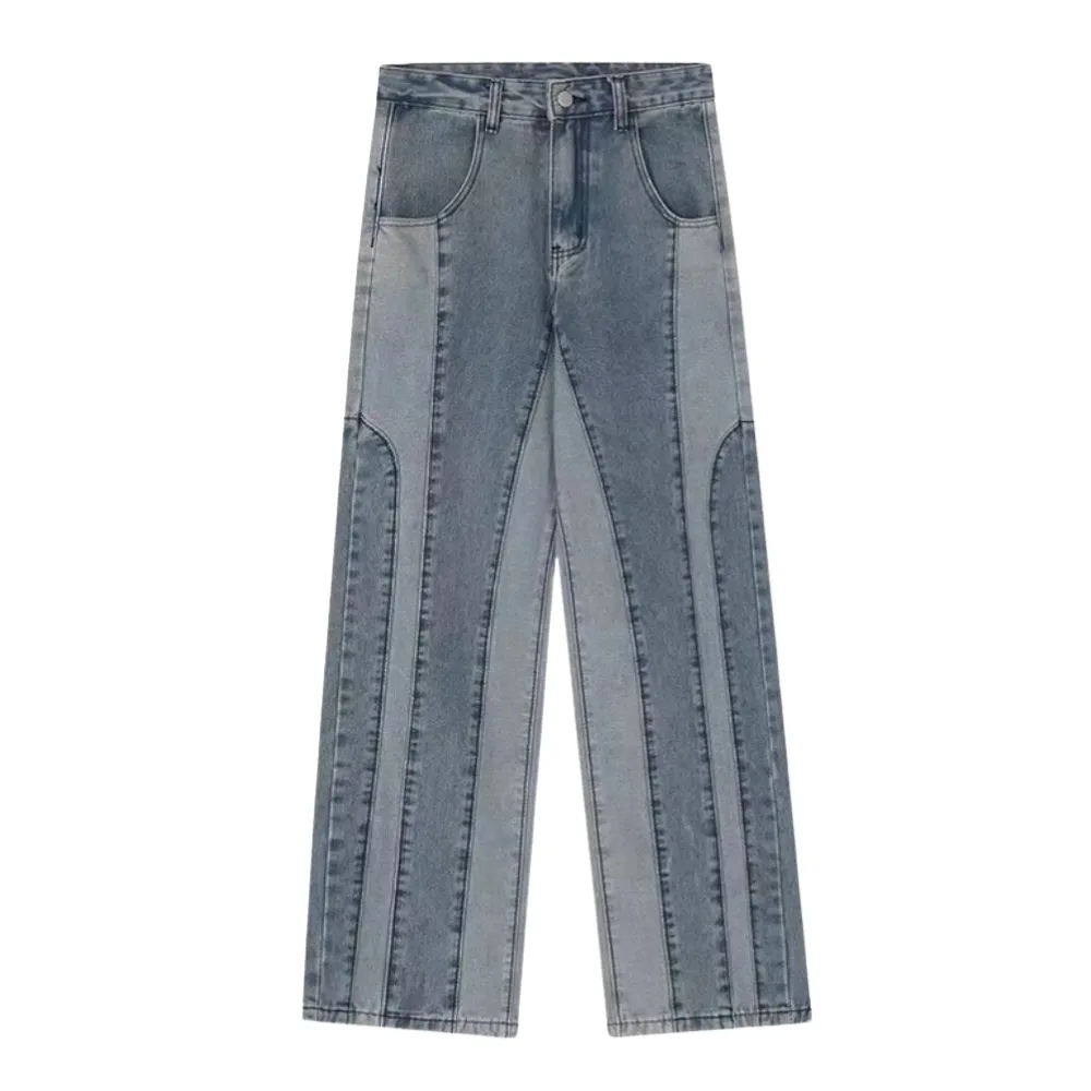 Retro Patchwork Design Jeans