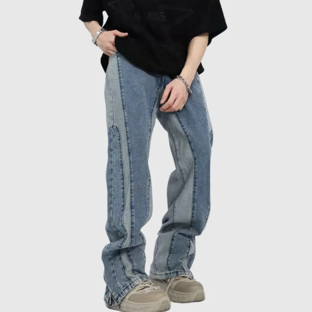 Retro Patchwork Design Jeans