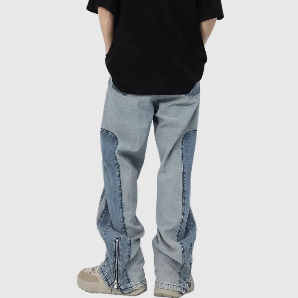 Retro Patchwork Design Jeans