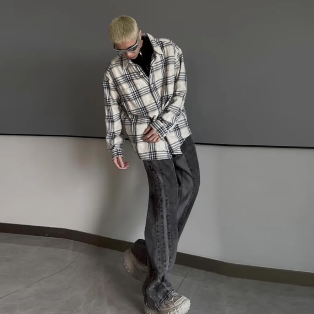 Retro Patchwork Design Jeans