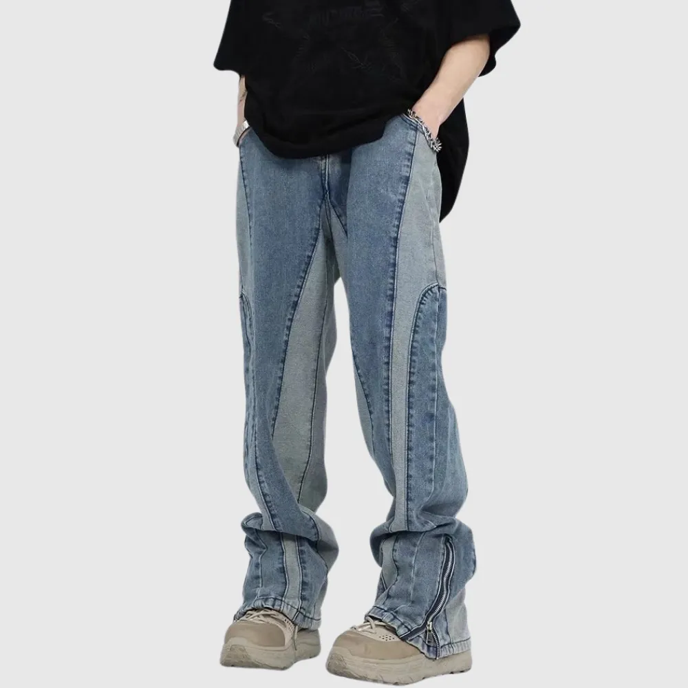 Retro Patchwork Design Jeans