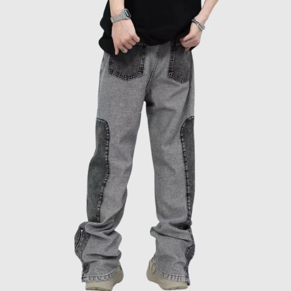 Retro Patchwork Design Jeans