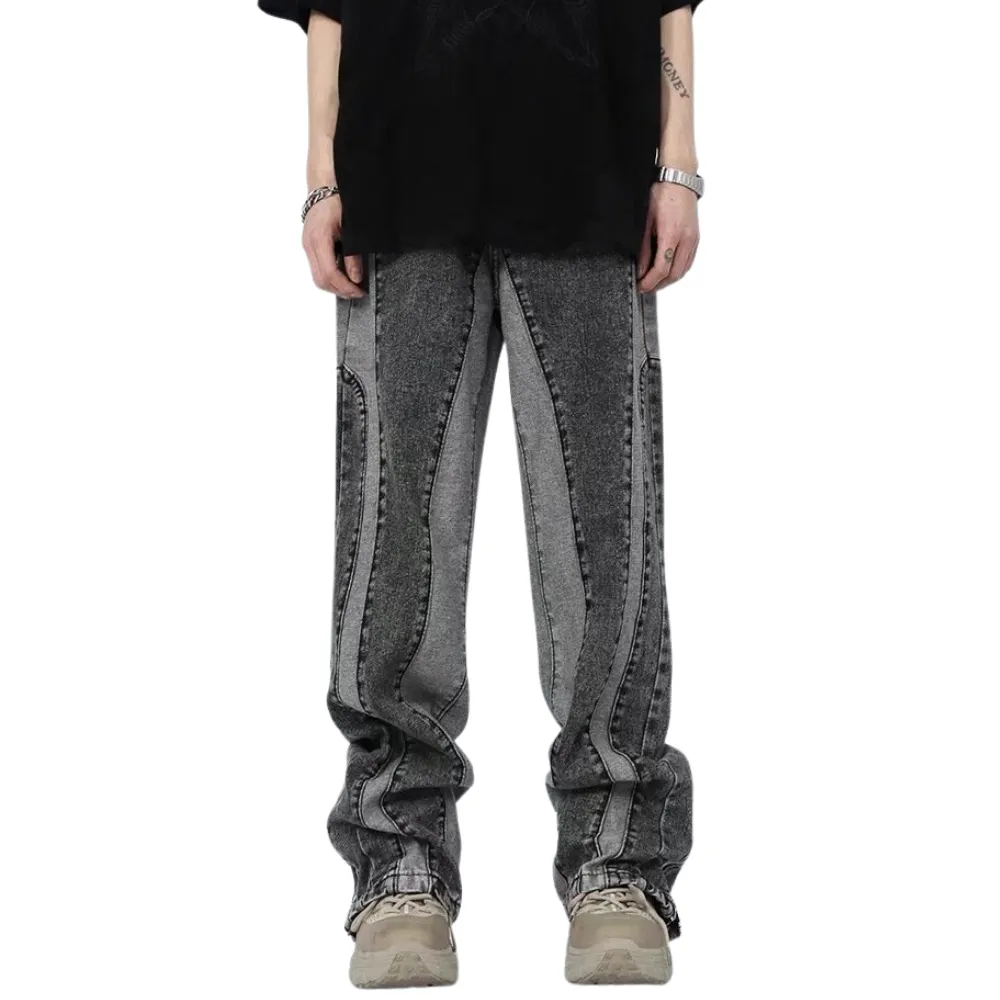 Retro Patchwork Design Jeans