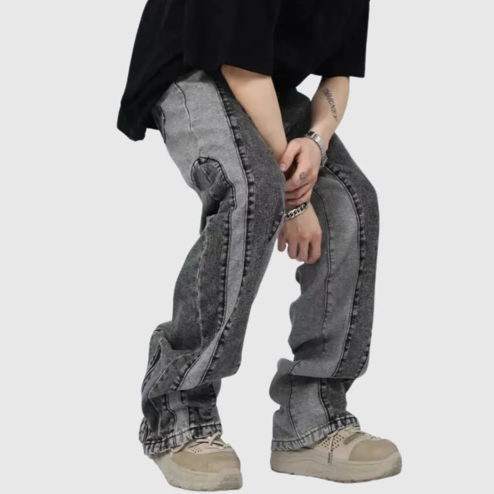 Retro Patchwork Design Jeans