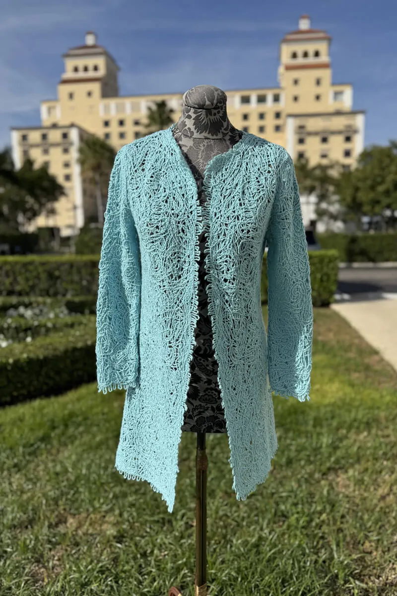 Richard Grand Macrame Duster in Aqua