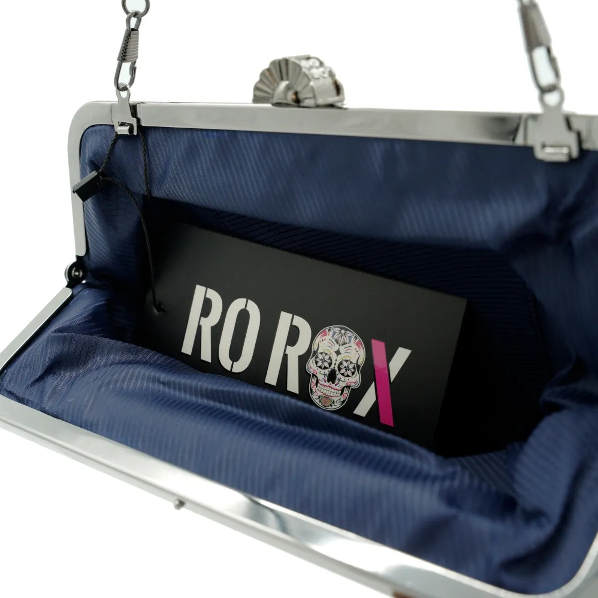 Ro Rox Lottie Satin Pleated Antique Clasp Clutch Evening Bag
