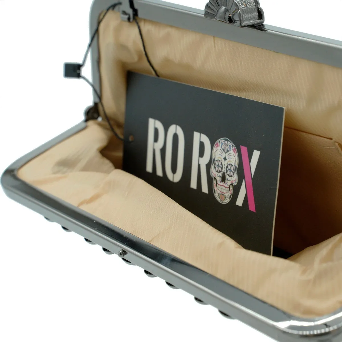 Ro Rox Lottie Satin Pleated Antique Clasp Clutch Evening Bag