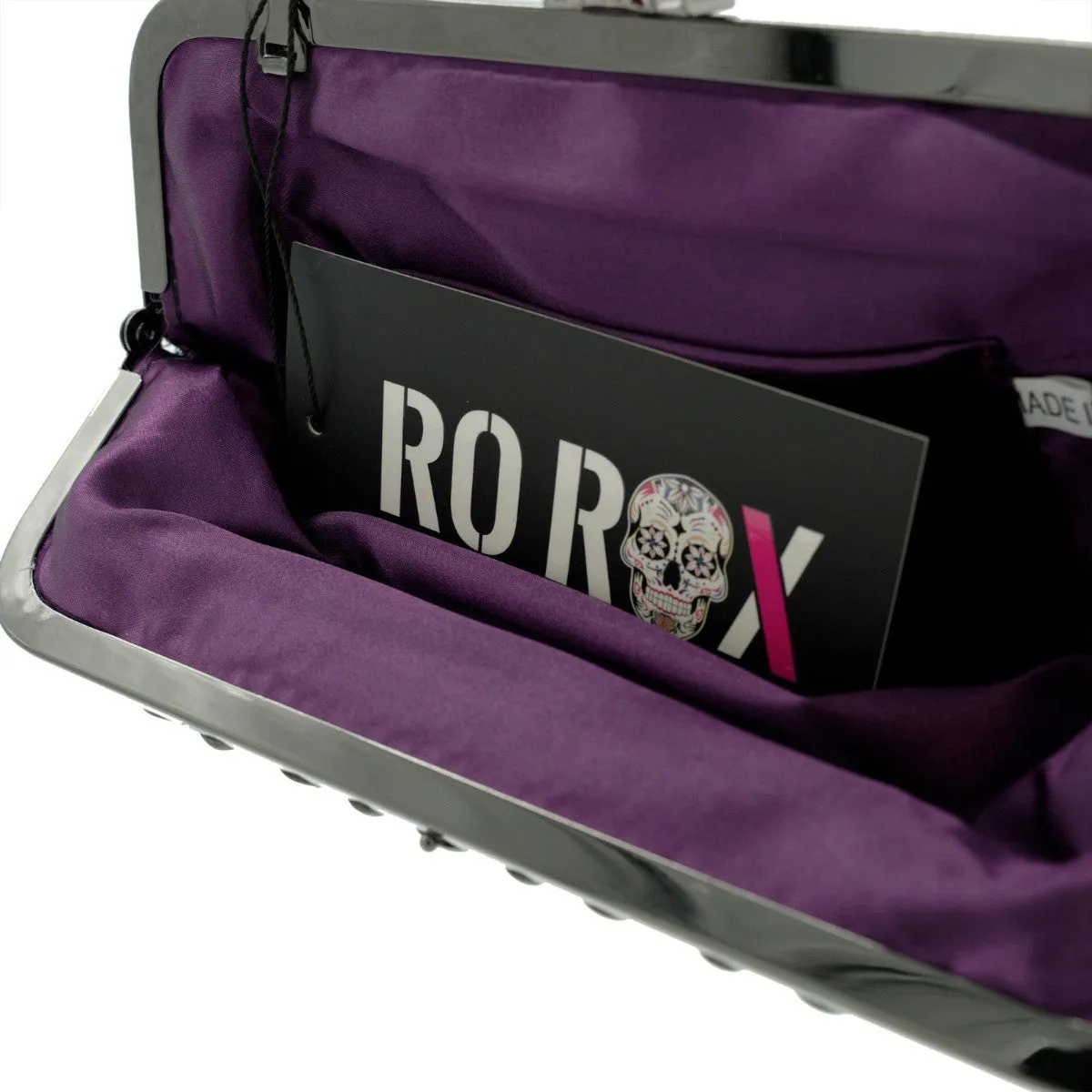 Ro Rox Lottie Satin Pleated Antique Clasp Clutch Evening Bag