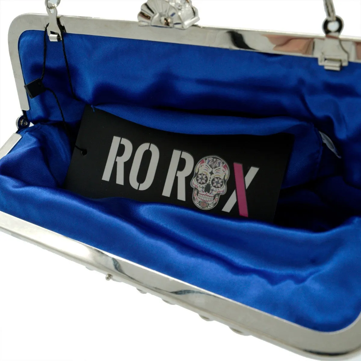Ro Rox Lottie Satin Pleated Antique Clasp Clutch Evening Bag