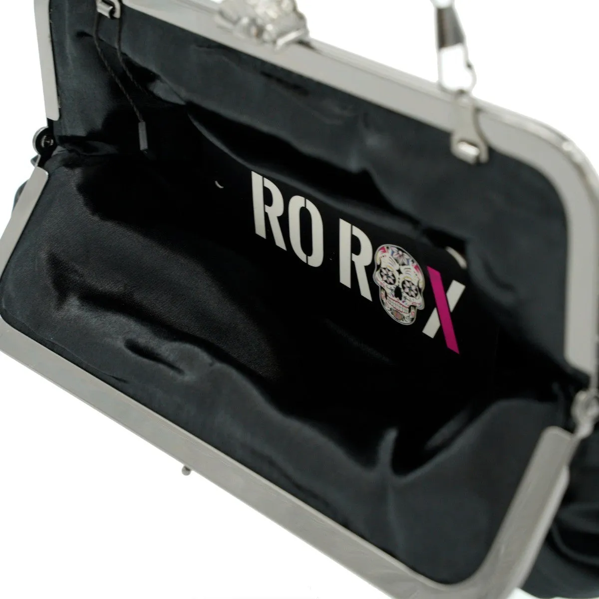 Ro Rox Lottie Satin Pleated Antique Clasp Clutch Evening Bag