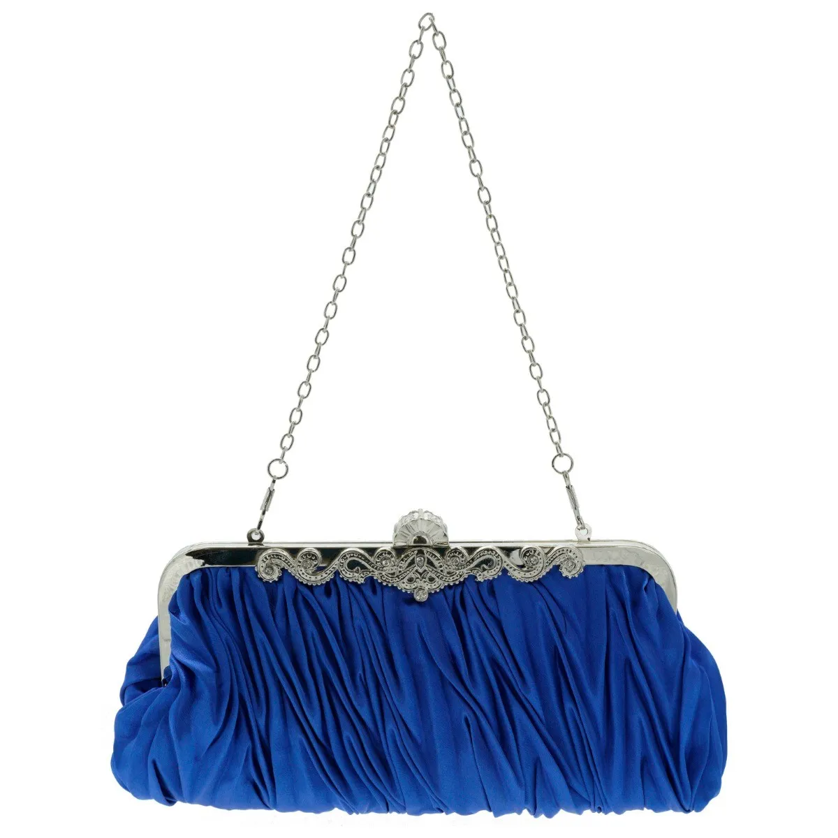 Ro Rox Lottie Satin Pleated Antique Clasp Clutch Evening Bag