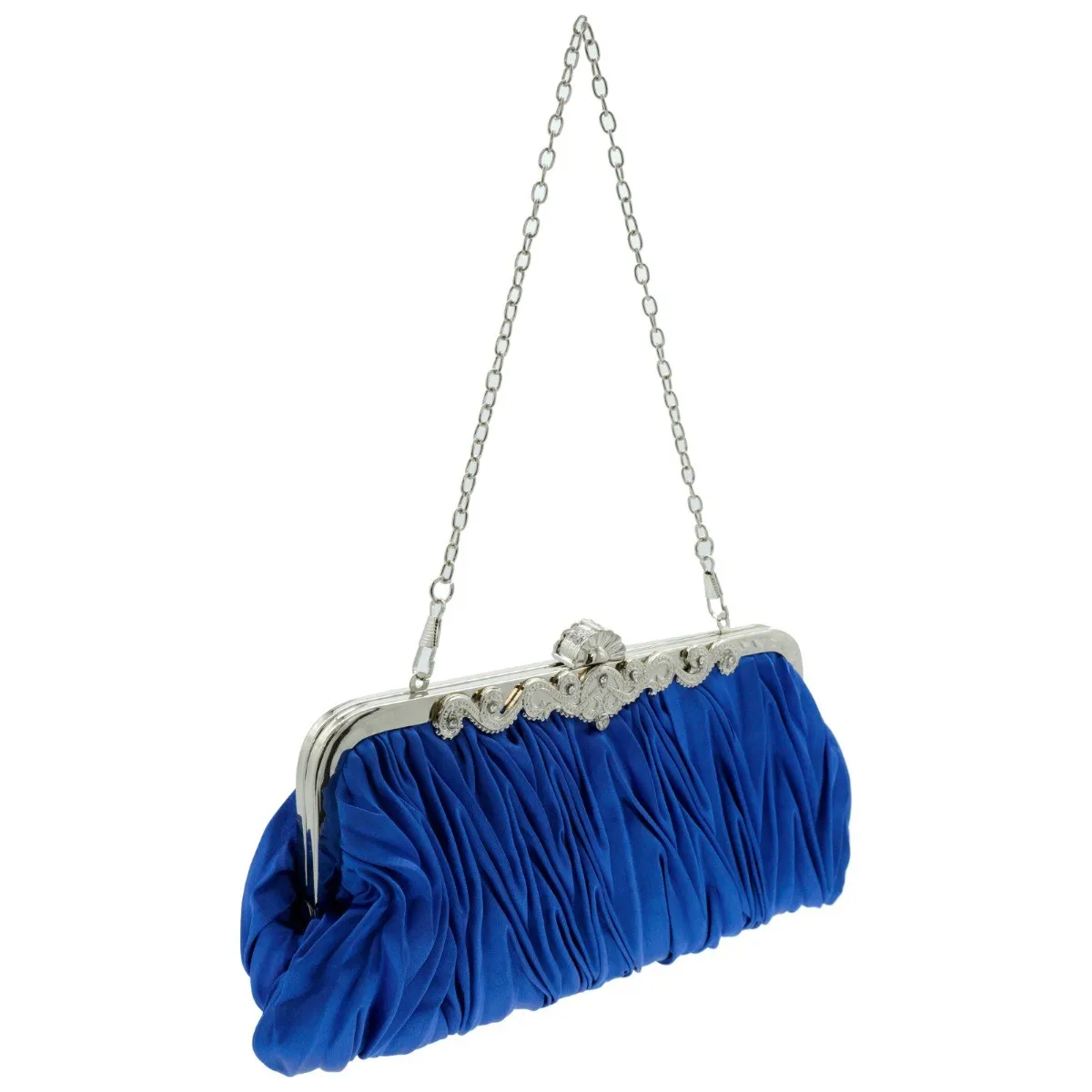 Ro Rox Lottie Satin Pleated Antique Clasp Clutch Evening Bag