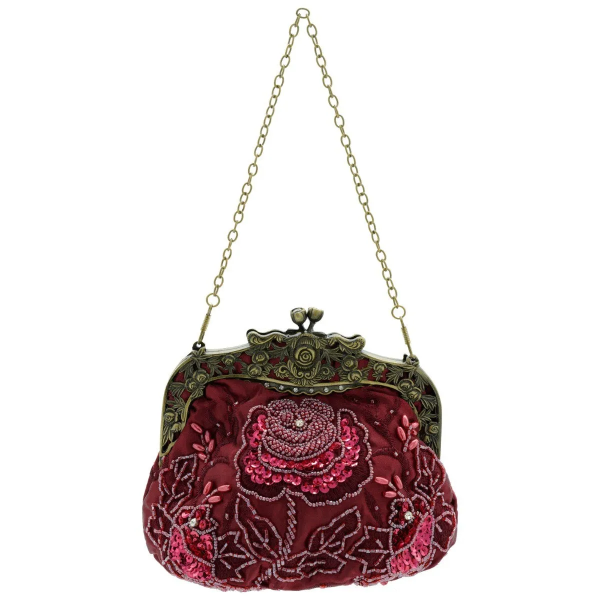 Ro Rox Margeret Satin Embroidered Antique Clasp Evening Bag