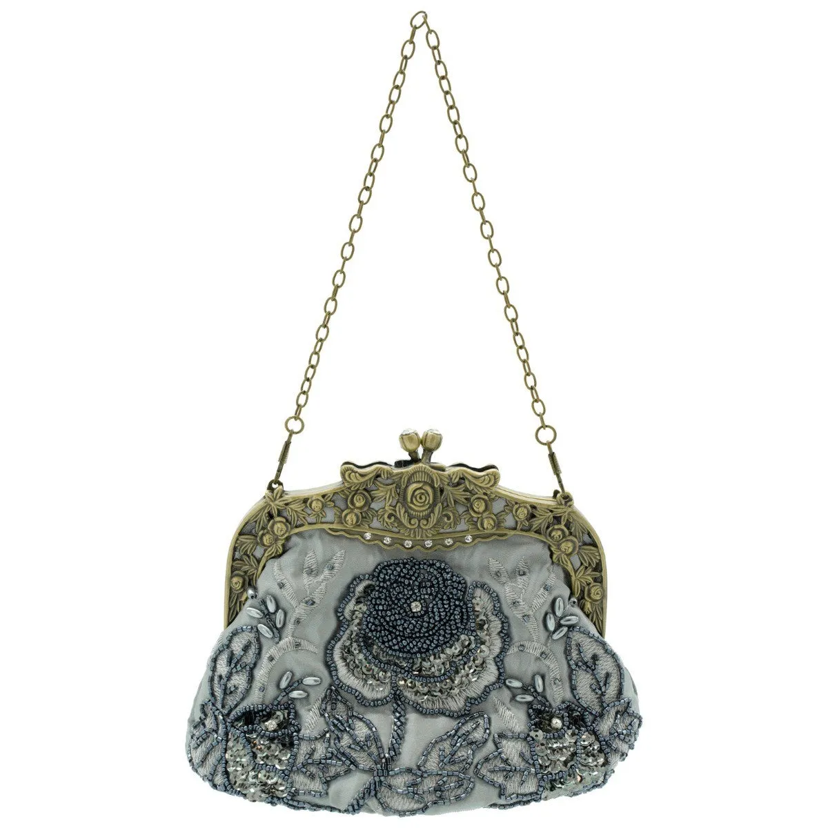 Ro Rox Margeret Satin Embroidered Antique Clasp Evening Bag