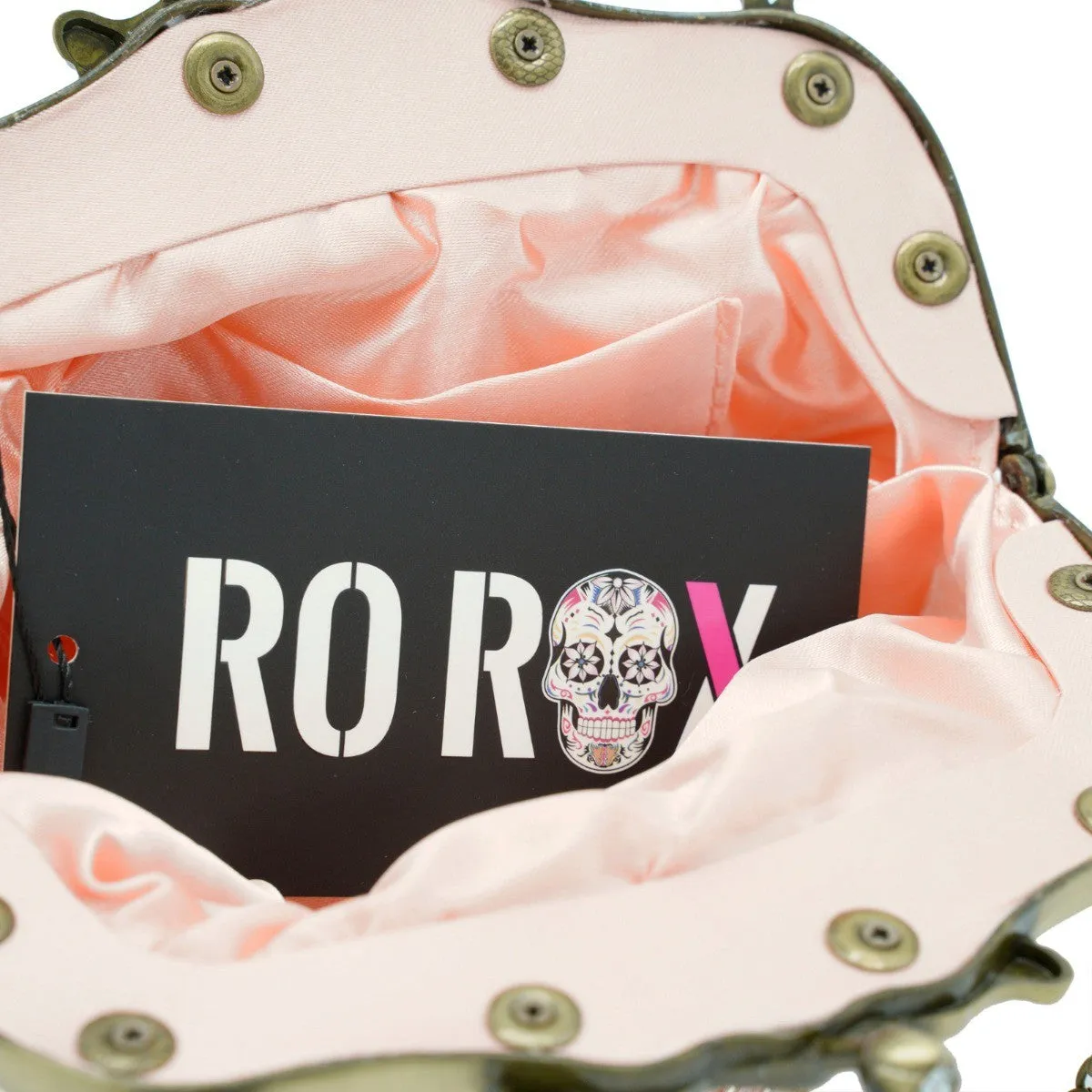 Ro Rox Margeret Satin Embroidered Antique Clasp Evening Bag
