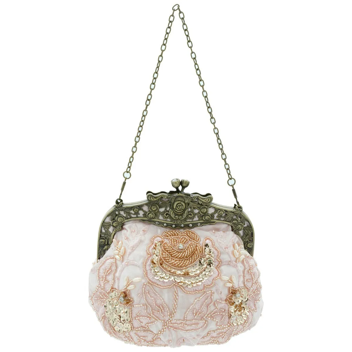 Ro Rox Margeret Satin Embroidered Antique Clasp Evening Bag