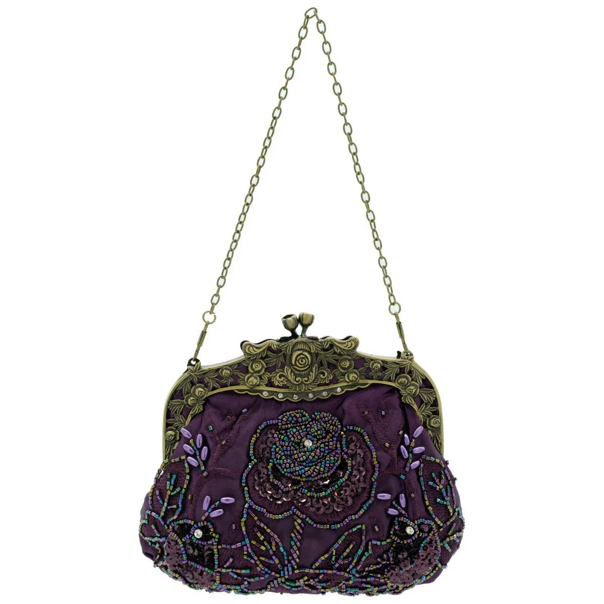 Ro Rox Margeret Satin Embroidered Antique Clasp Evening Bag