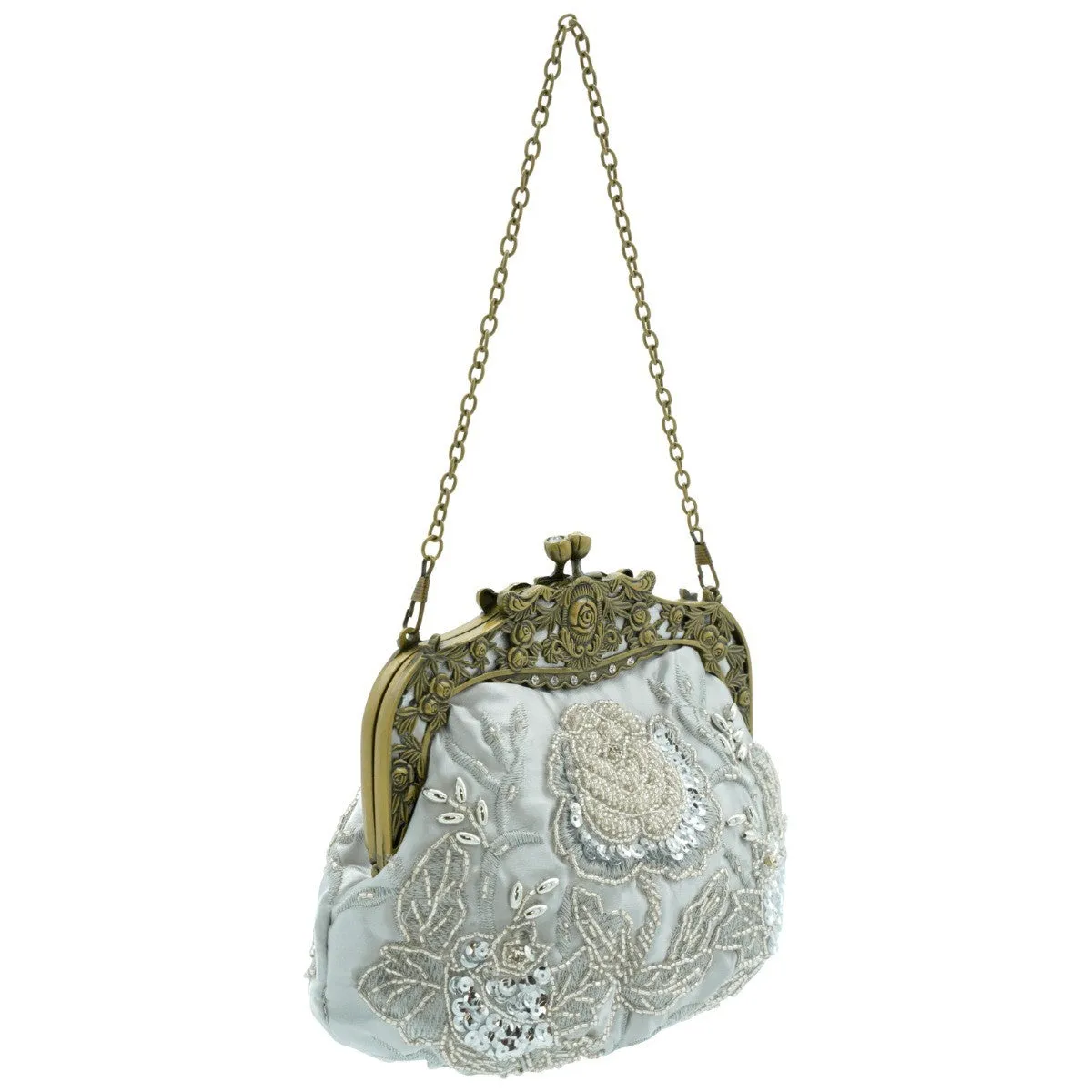 Ro Rox Margeret Satin Embroidered Antique Clasp Evening Bag