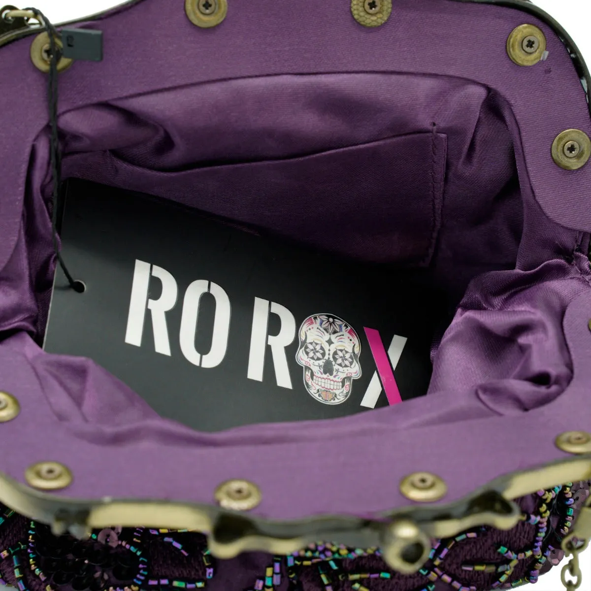 Ro Rox Margeret Satin Embroidered Antique Clasp Evening Bag