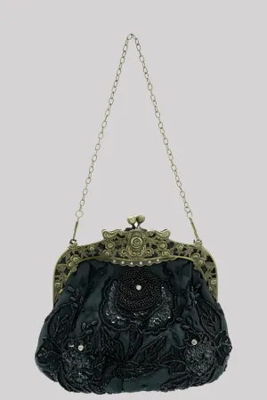 Ro Rox Margeret Satin Embroidered Antique Clasp Evening Bag