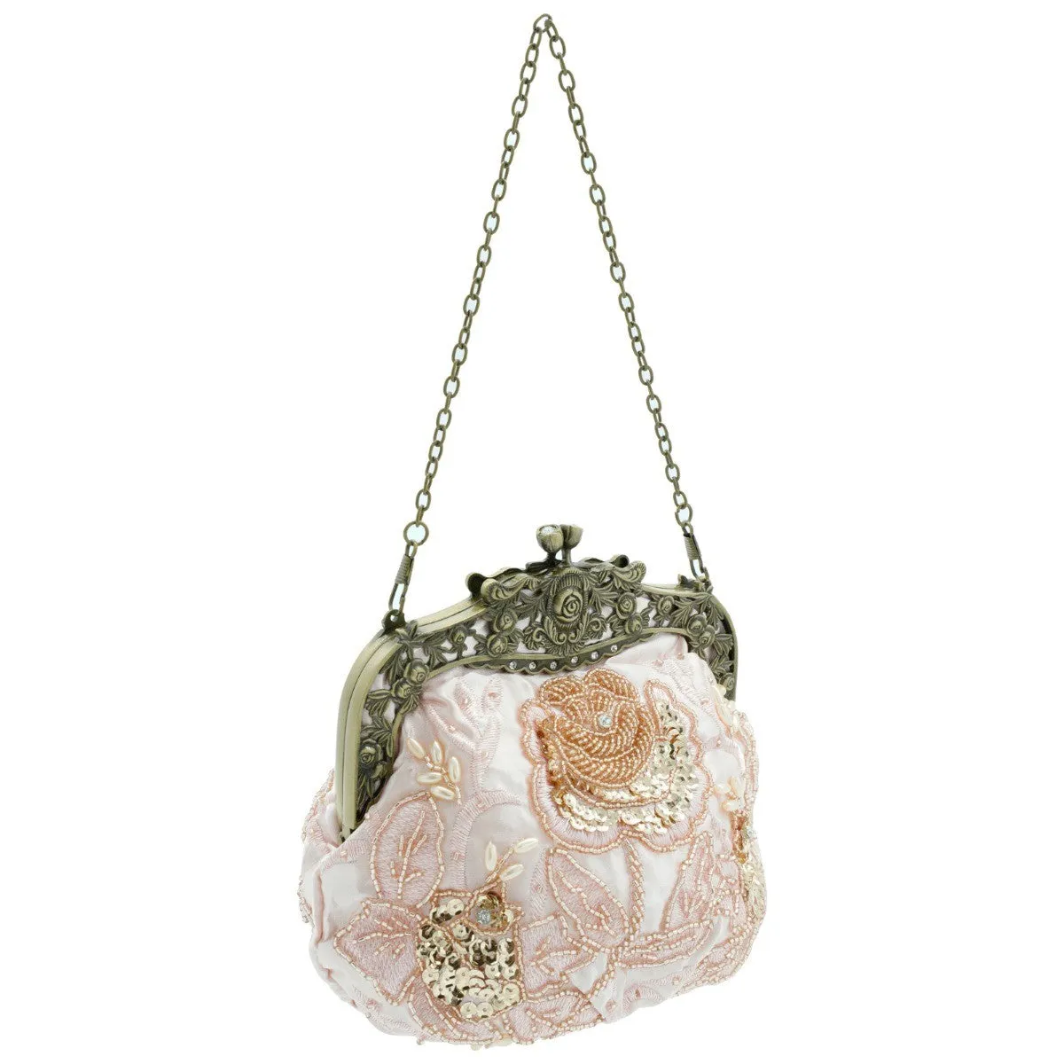 Ro Rox Margeret Satin Embroidered Antique Clasp Evening Bag