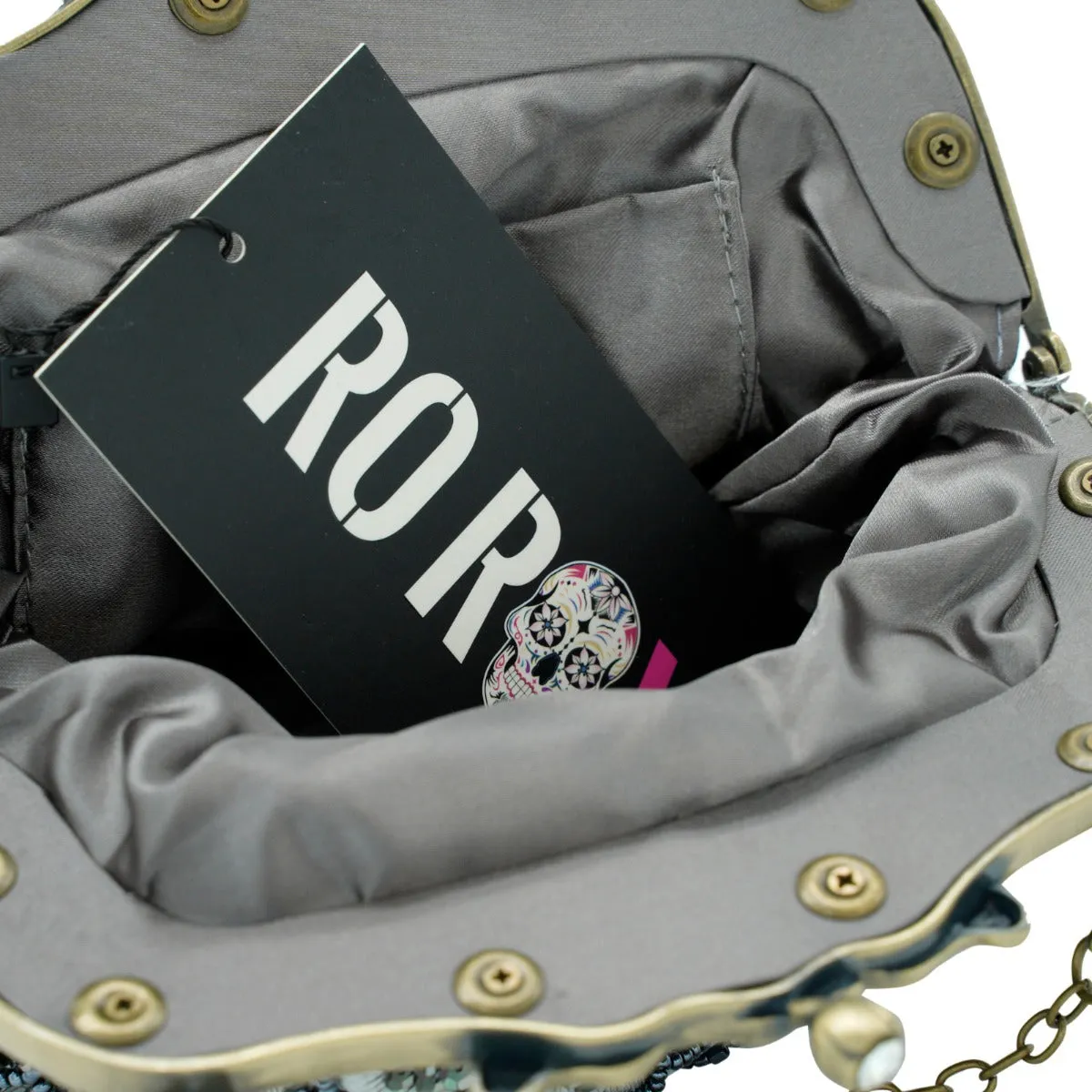 Ro Rox Margeret Satin Embroidered Antique Clasp Evening Bag