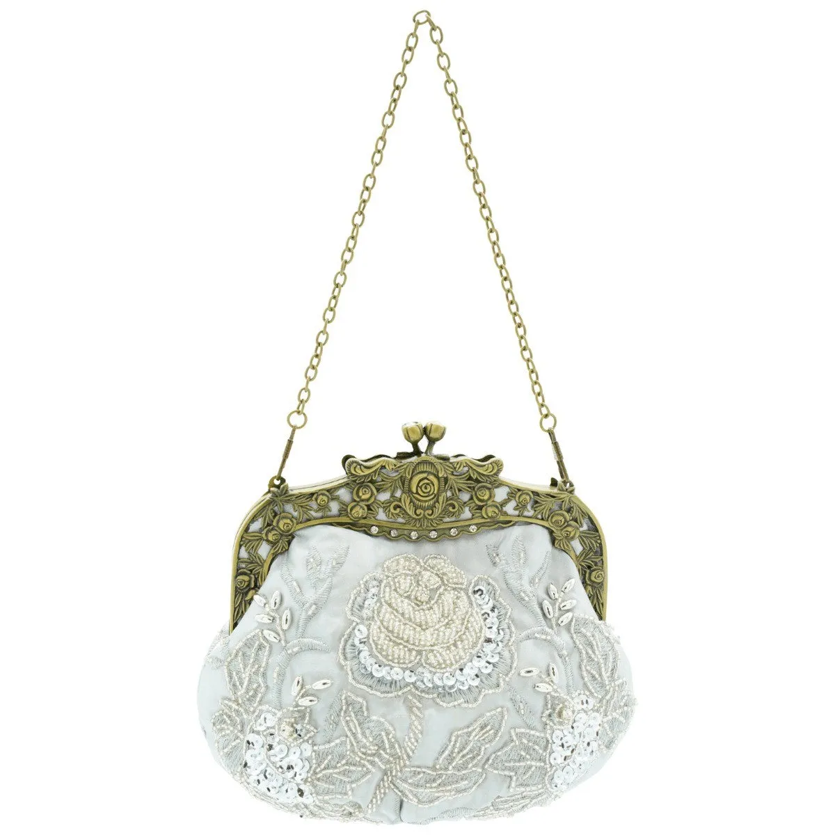 Ro Rox Margeret Satin Embroidered Antique Clasp Evening Bag