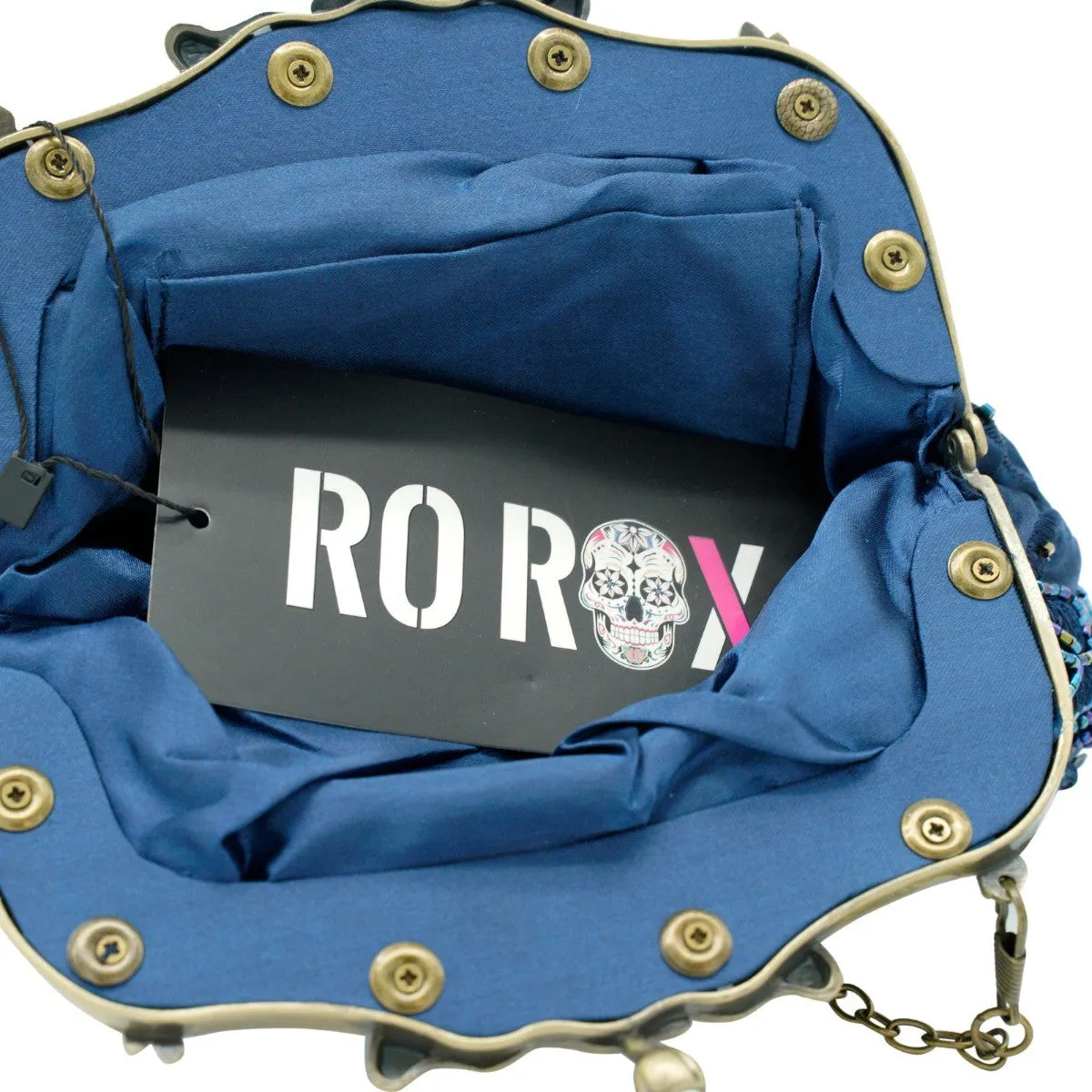 Ro Rox Margeret Satin Embroidered Antique Clasp Evening Bag
