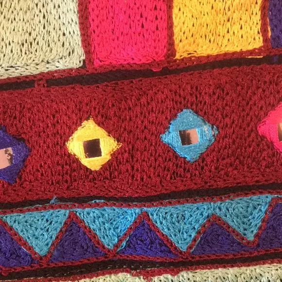 Roja Moonlight Mirror Skirt Multicolor Fully Embroidered Geometric Design size M