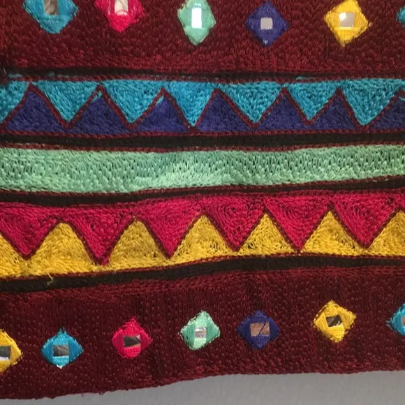 Roja Moonlight Mirror Skirt Multicolor Fully Embroidered Geometric Design size M