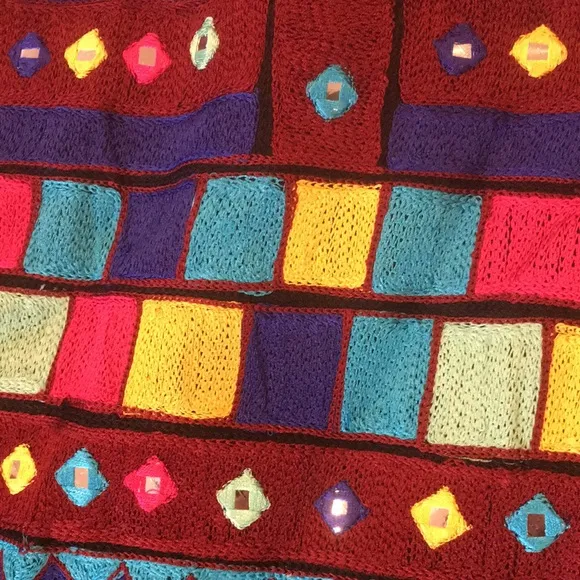 Roja Moonlight Mirror Skirt Multicolor Fully Embroidered Geometric Design size M