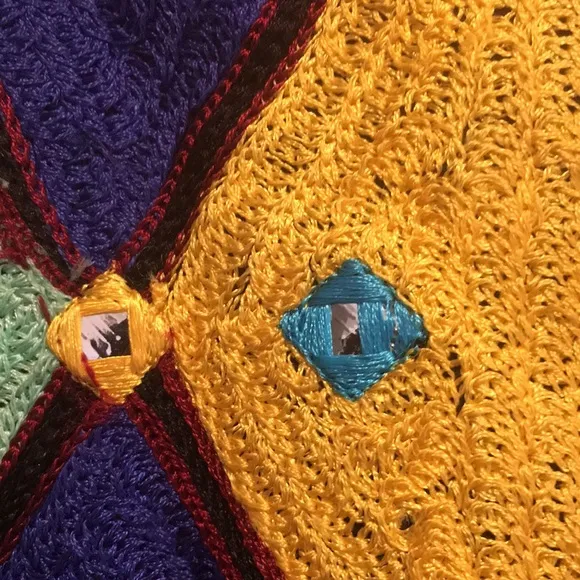 Roja Moonlight Mirror Skirt Multicolor Fully Embroidered Geometric Design size M