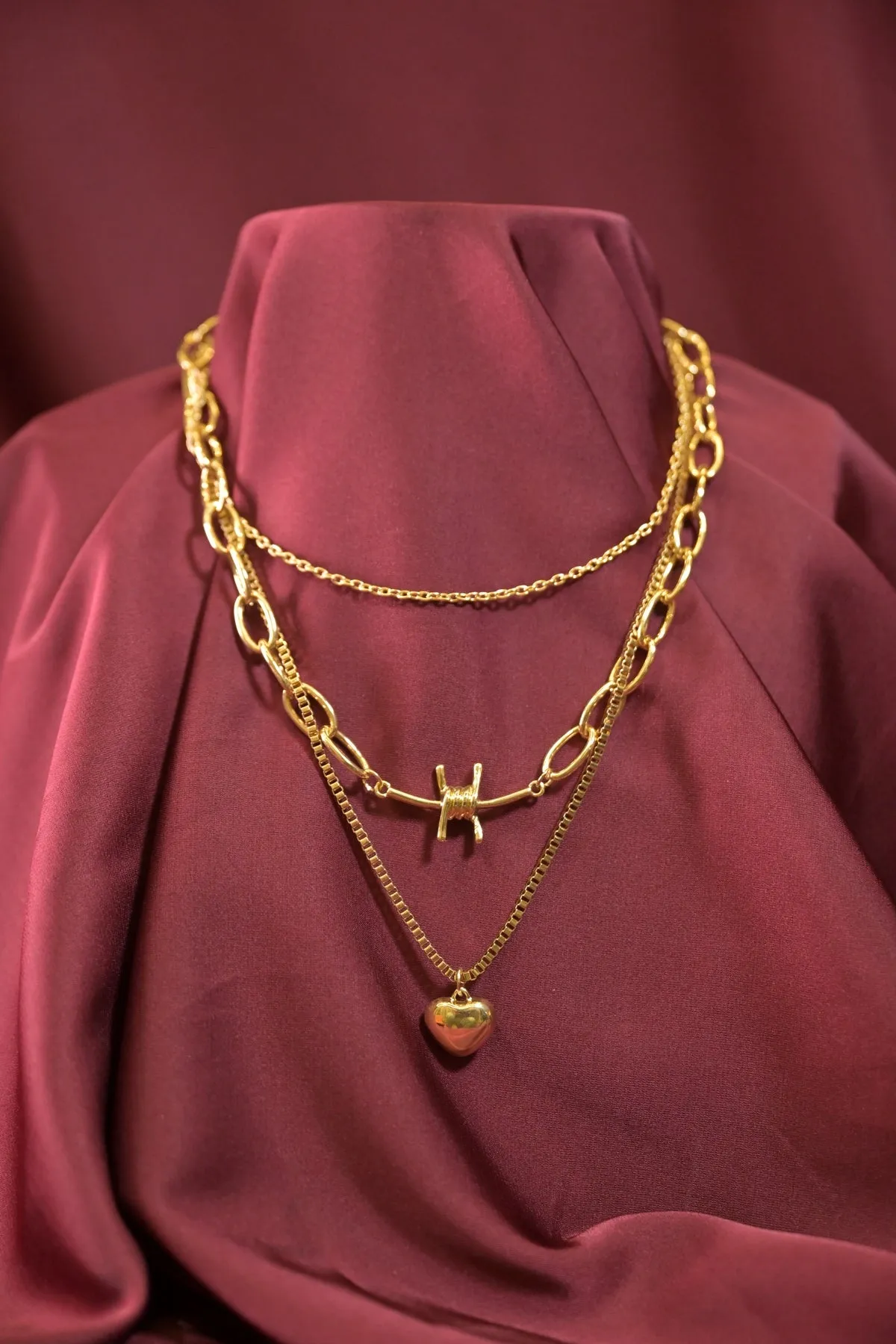Romantic Heart Premium Layered Chain Necklace